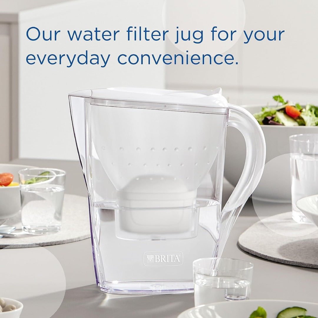 BRITA Marella Water Filter Jug White (2.4 Litre) with 1x MAXTRA PRO All-in-1 cartridge - fridge-fitting jug with digital LTI and Flip-Lid - now in sustainable Smart Box packaging -