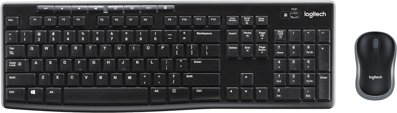 Logitech MK270 Wireless Keyboard and Mouse Combo for Windows, 2.4 GHz Wireless, Compact Mouse, 8 Multimedia and Shortcut Keys, 2-Year Battery Life, for PC, Laptop, QWERTY UK English Layout - Black