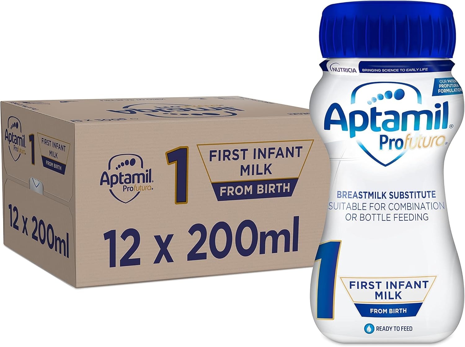 Aptamil First infant Milk Stage 1 Ready Made Baby Formula Milk 12 x 200ml Pack